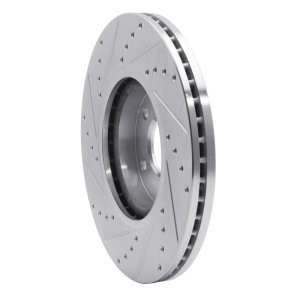 Infiniti M35 Brake Rotor (1) - Front Right - R1 Concepts - Drilled & Slotted - Silver - `03-`23